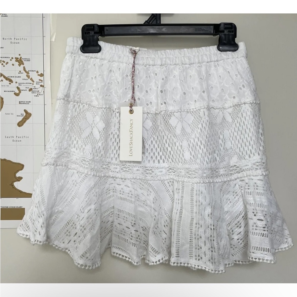 NWT Love Shack Fancy Diamond Skirt True White Size XS - Picture 3 of 4